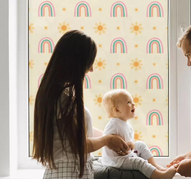 Vinilo para cristales Flores y arcoiris - TenVinilo