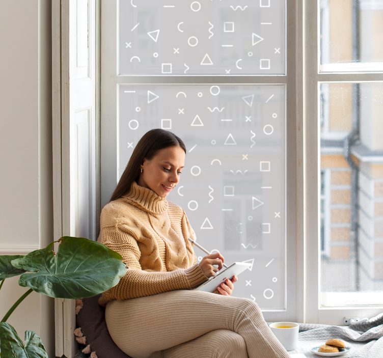 Vinilo ventana patrón minimalista con formas - TenVinilo