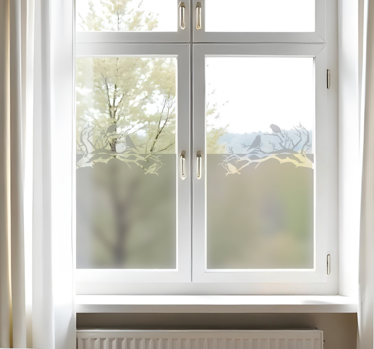 Vinilo para cristales ramas con pájaros - TenVinilo