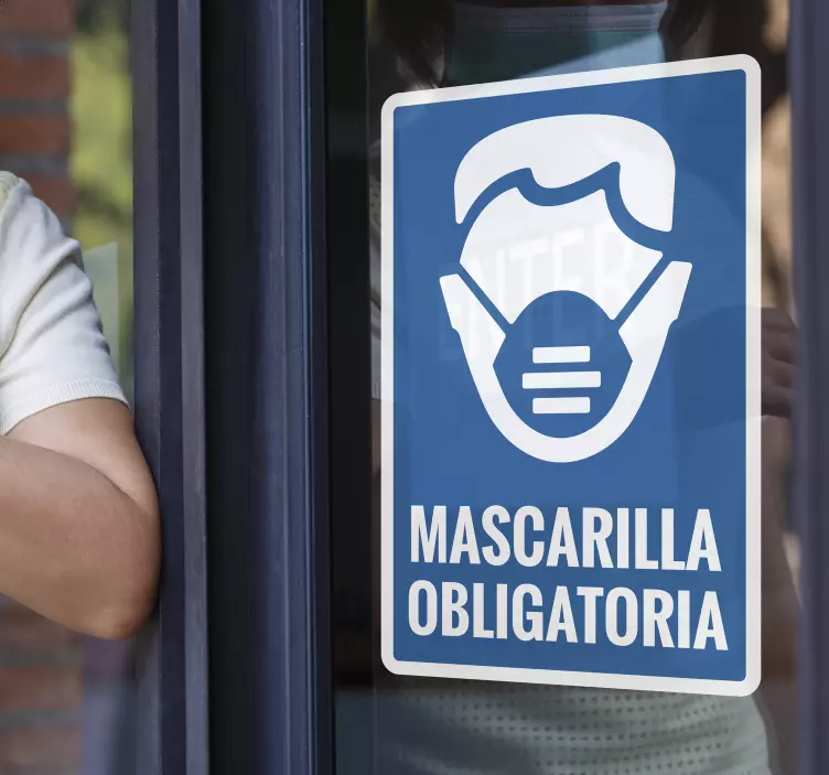 Vinilo para cristales uso máscara obligatorio - TenVinilo