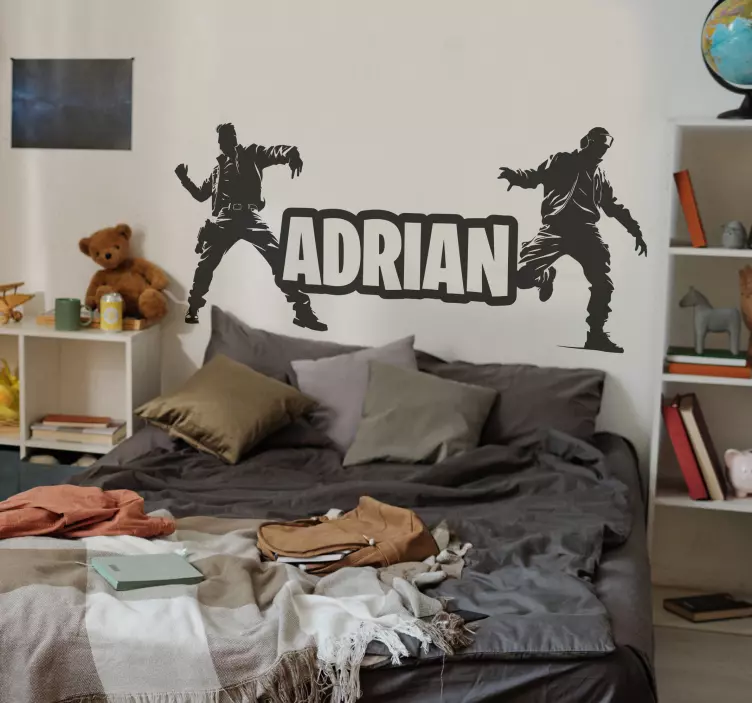 Pegatina videojuego soldados bailando con nombre - TenVinilo