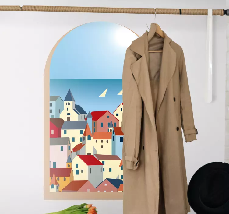 Vinilo vista de la ciudad costera - TenVinilo