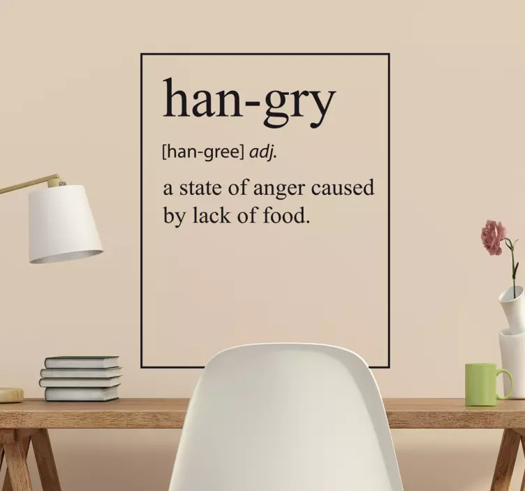 Vinilo para comedor definición inglés hangry - TenVinilo