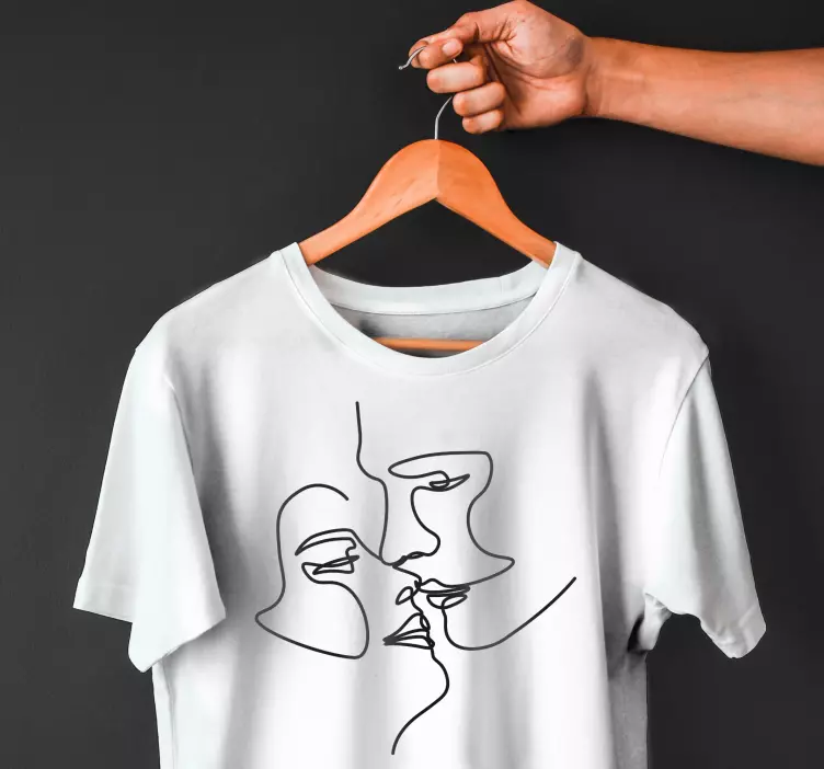 Besos caras línea arte camiseta personalizada - TenVinilo