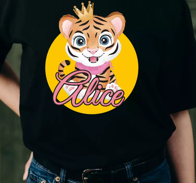 Camiseta bebé Lindo tigre para niña con nombre - TenVinilo