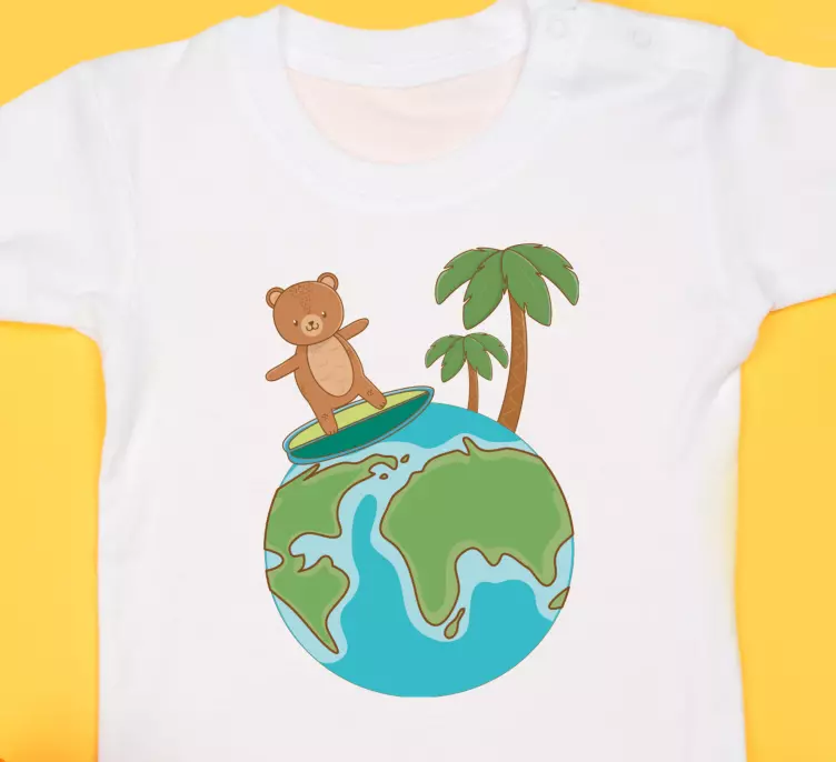 Camiseta bebé Oso de peluche, globo, surf - TenVinilo
