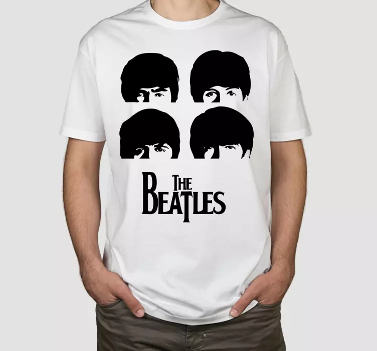 Cabeza de los beatles con texto camiseta personalizada - TenVinilo