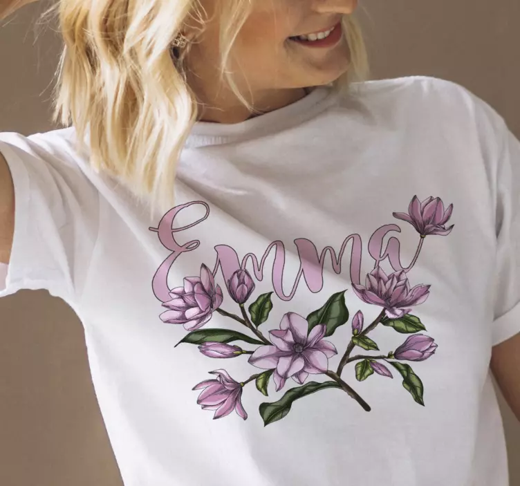 Camiseta de flores personalizada con nombre  - TenVinilo