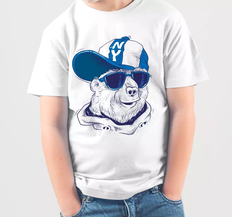 Camiseta personalizada de graffiti de dibujos animados de oso azu - TenVinilo