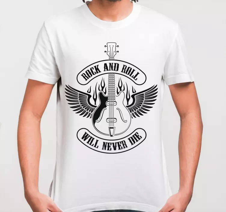 Camiseta personalizada guitarra en fuego con texto rock - TenVinilo