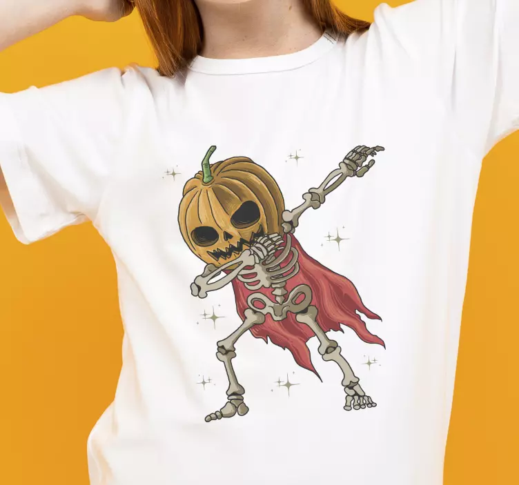 Camiseta Halloween Dapping esqueleto con calabaza - TenVinilo
