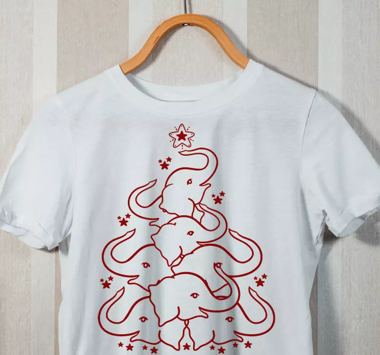 Camiseta navideña Arbol de navidad silueta de elefantes - TenVinilo