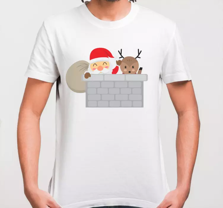 Camiseta navideña Mirando a santa y renos - TenVinilo