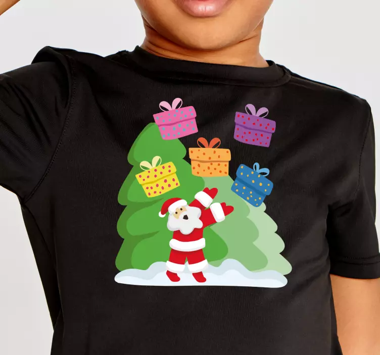 Camiseta navideña Santa claus con gafas lanzando regalos - TenVinilo