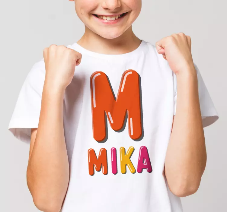 Camiseta infantil inicial y nombre coloridos - TenVinilo