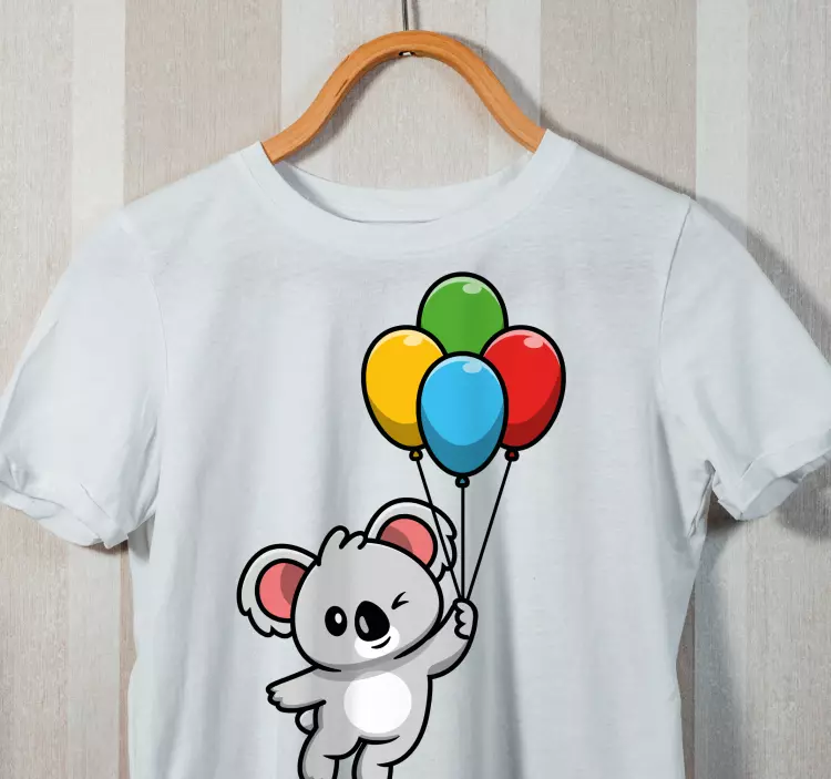 Camiseta infantil Koala gris con globo - TenVinilo