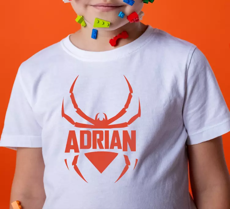 Camiseta infantil Silueta de araña con nombre - TenVinilo