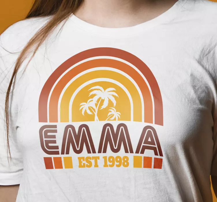 Camiseta personalizada retro puesta de sol personalizada - TenVinilo