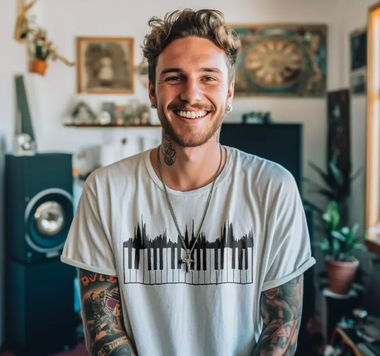 Camiseta teclado y onda sonoraTeclado y ola sonora - TenVinilo