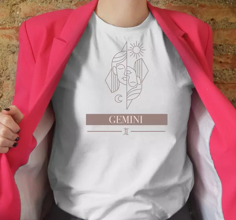 Camiseta personalizada géminis tarjeta rosa zodiaco - TenVinilo