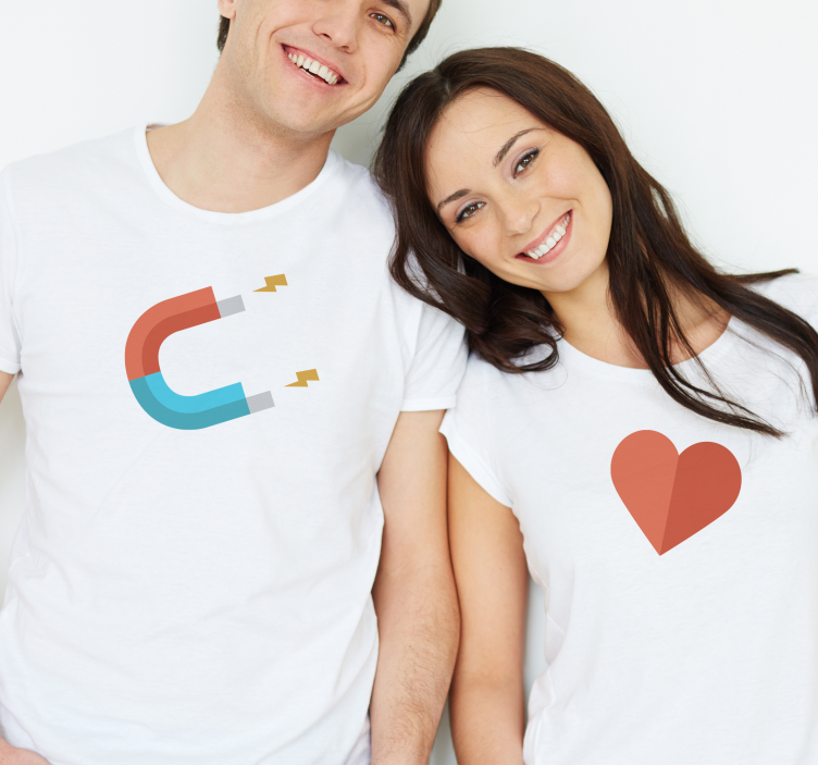 Camisetas parejas Imán y amor de corazón - TenVinilo