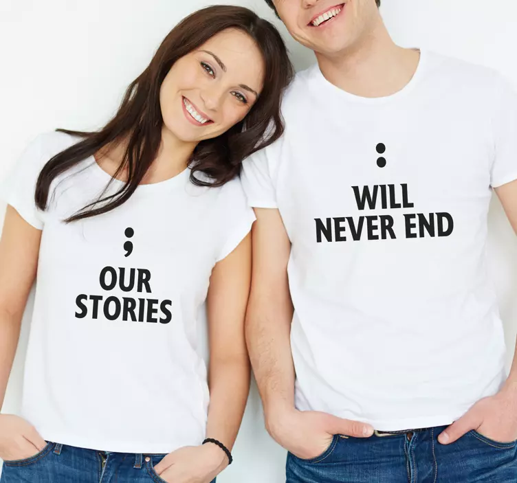Camisetas parejas Nuestras historias nunca terminarán - TenVinilo