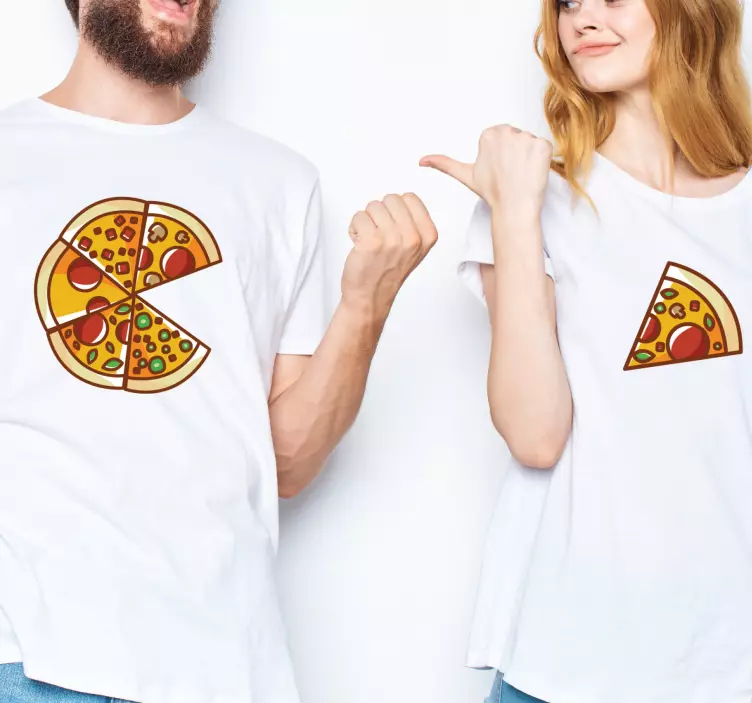 Camisetas parejas Pizza coincidente en trozos - TenVinilo