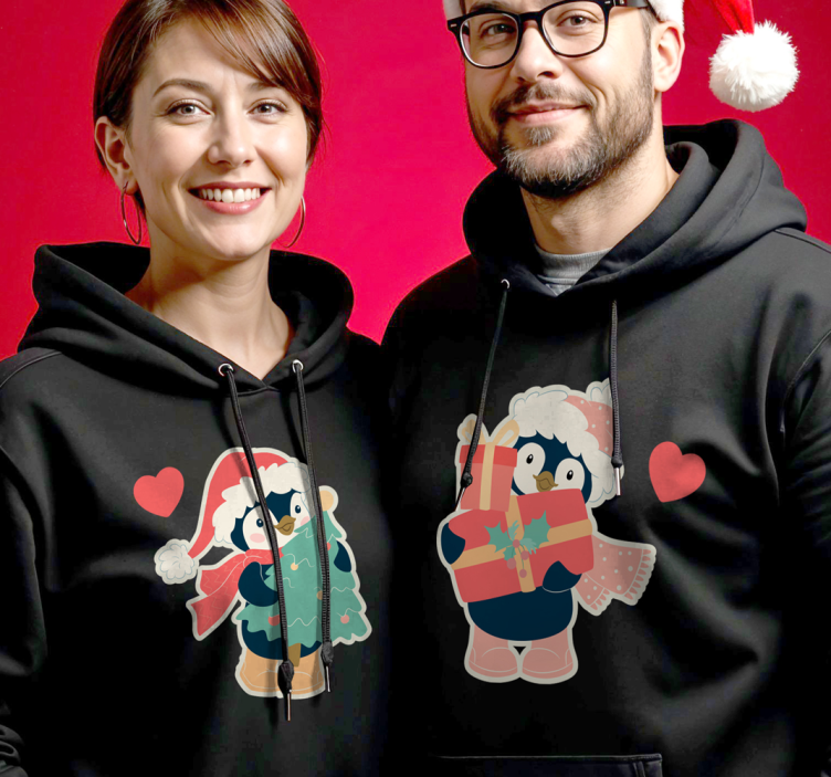 Camisetas parejas pareja de pingüinos enamorados en navidad - TenVinilo
