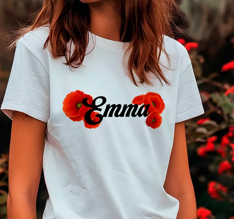 Camisetas con nombre flores de amapola - TenVinilo