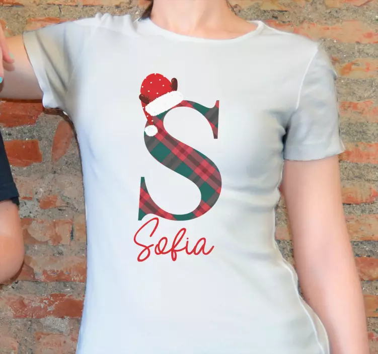 Camisetas con nombre Letra inicial navidad con nombre - TenVinilo
