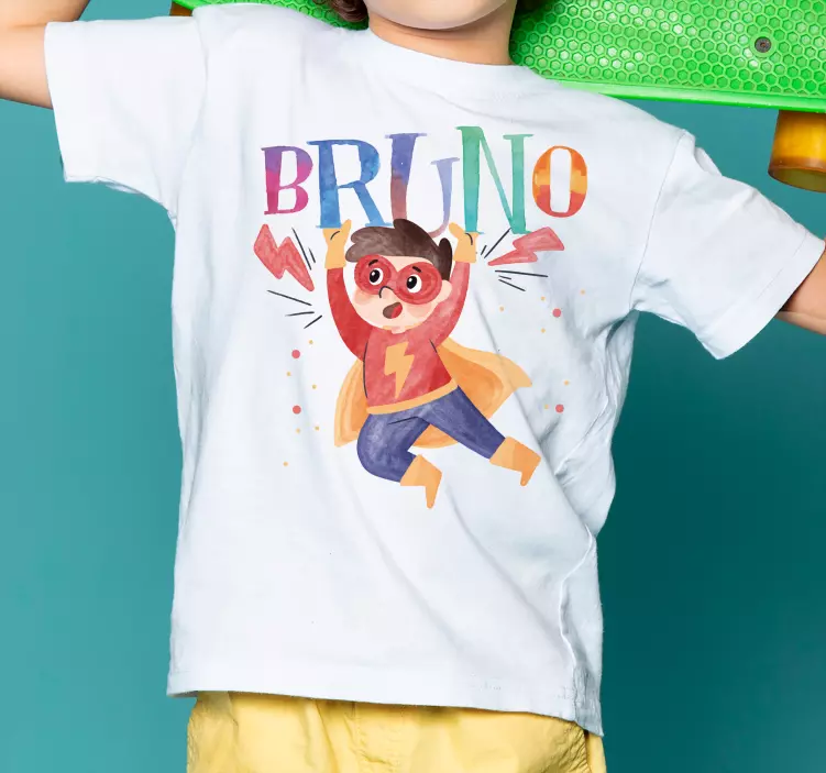 Camisetas con nombre Super niño acuarela - TenVinilo