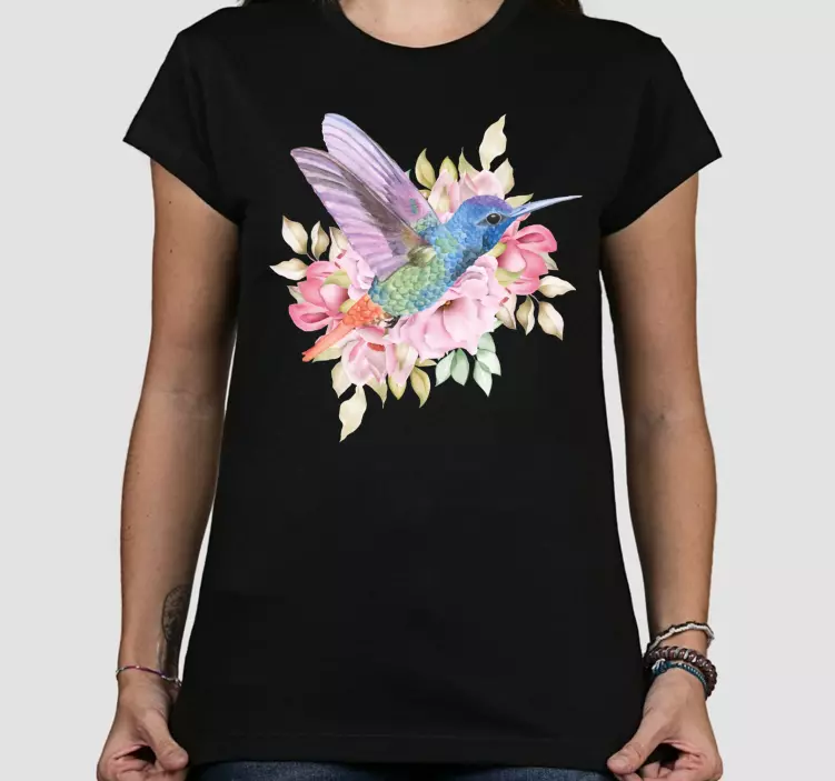 Camiseta personalizada de pájaros colgantes de flores de jardín - TenVinilo