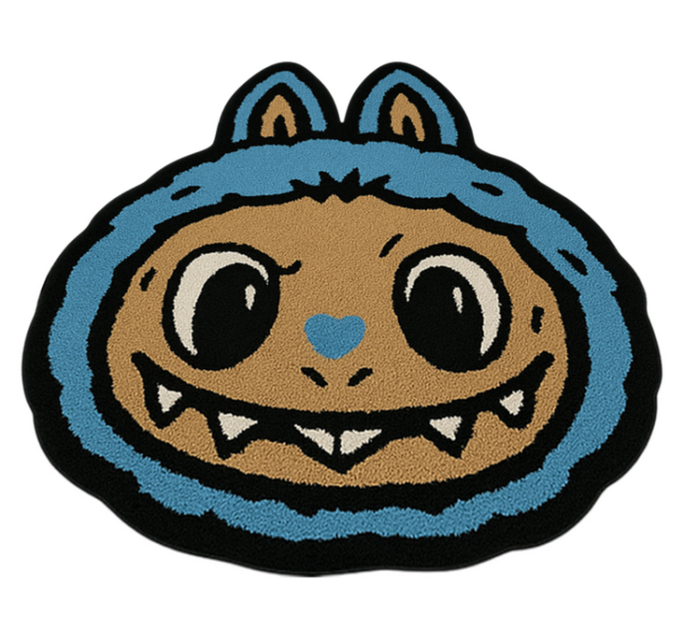 Alfombra vinílica infantil diseño de labubu azul - TenVinilo