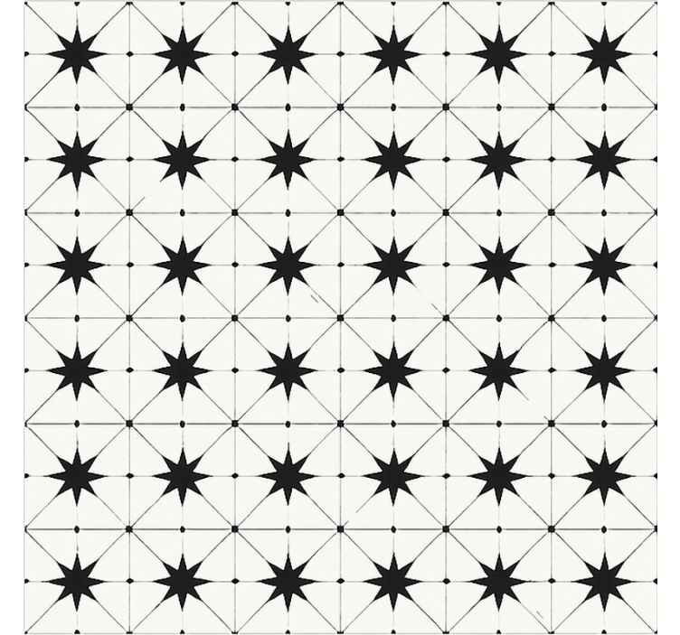 Alfombra vinílica comedor patrón de estrella encáustica - TenVinilo