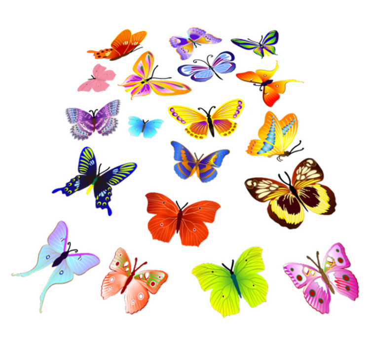 Alfombra vinílica de animales mariposas voladoras multicolor - TenVinilo