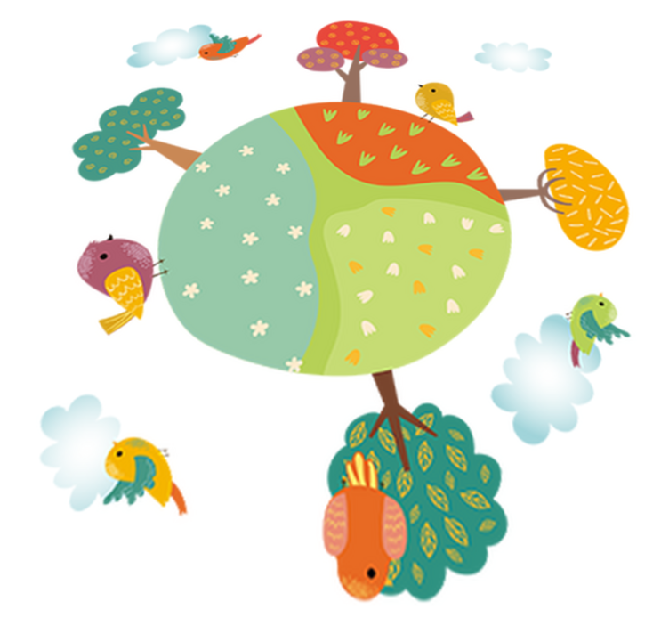 Alfombra vinílica de animales círculo blanco primavera - TenVinilo