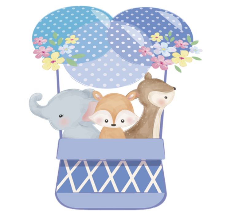 Alfombra vinílica de animales globo aerostático acuarela - TenVinilo