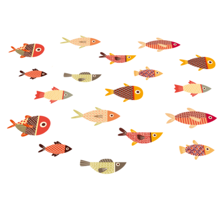 Alfombra vinílica de animales peces de colores redondos - TenVinilo