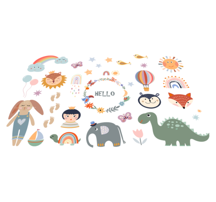 Alfombra vinílica de animales elemento floral infantil - TenVinilo