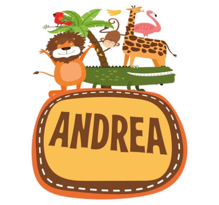 Alfombra vinílica de animales árbol de la selva con nombre - TenVinilo