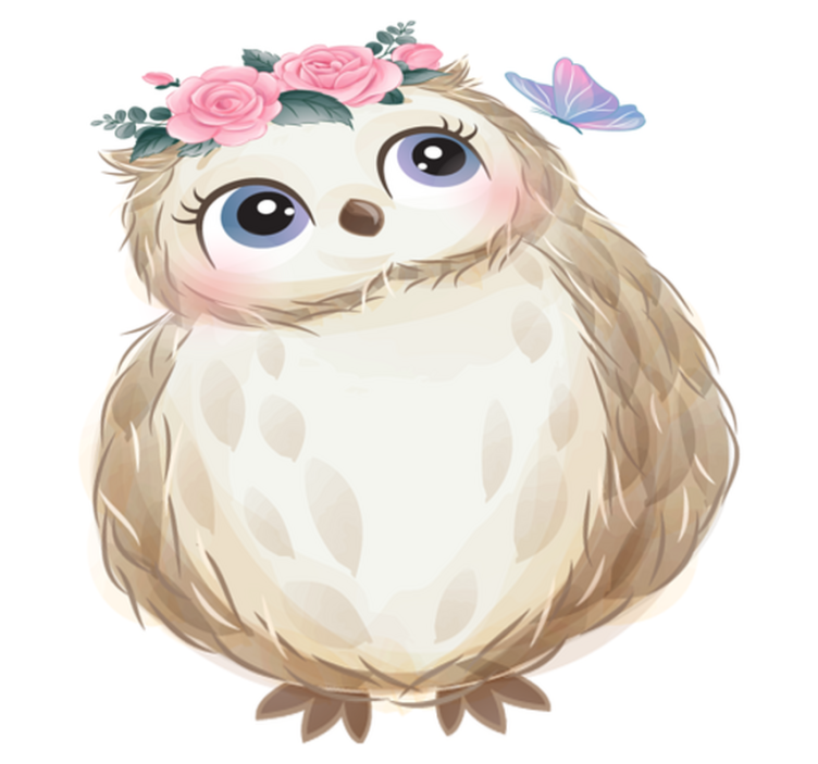 Alfombra vinílica de animales búho bebé y flores - TenVinilo