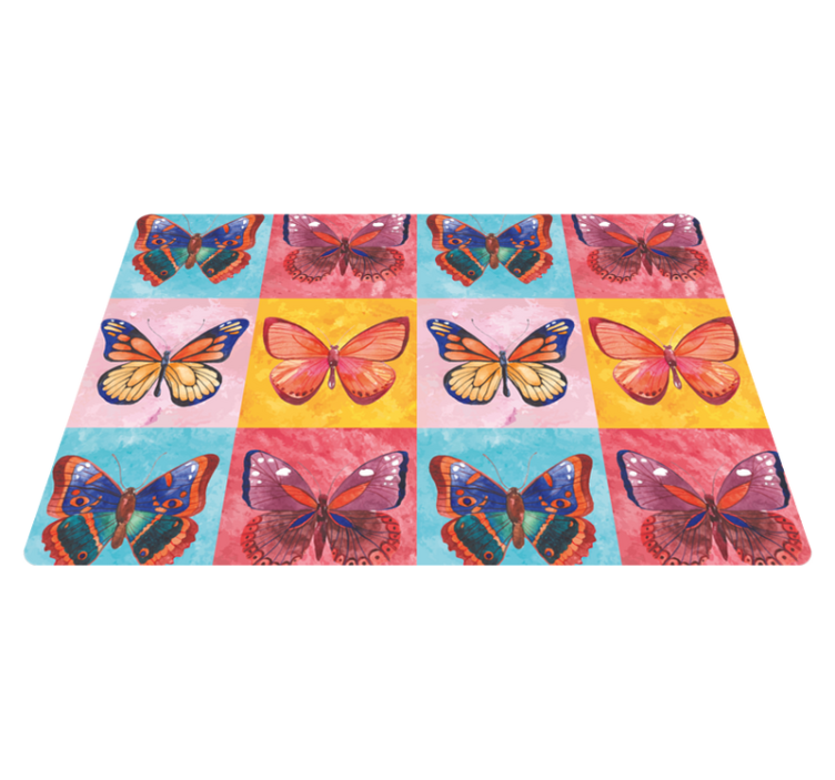 Alfombra vinílica de animales mariposas multicolores - TenVinilo