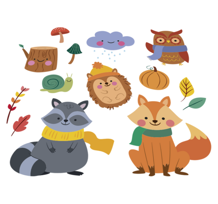 Alfombra vinílica de animales flores y animales otoño - TenVinilo