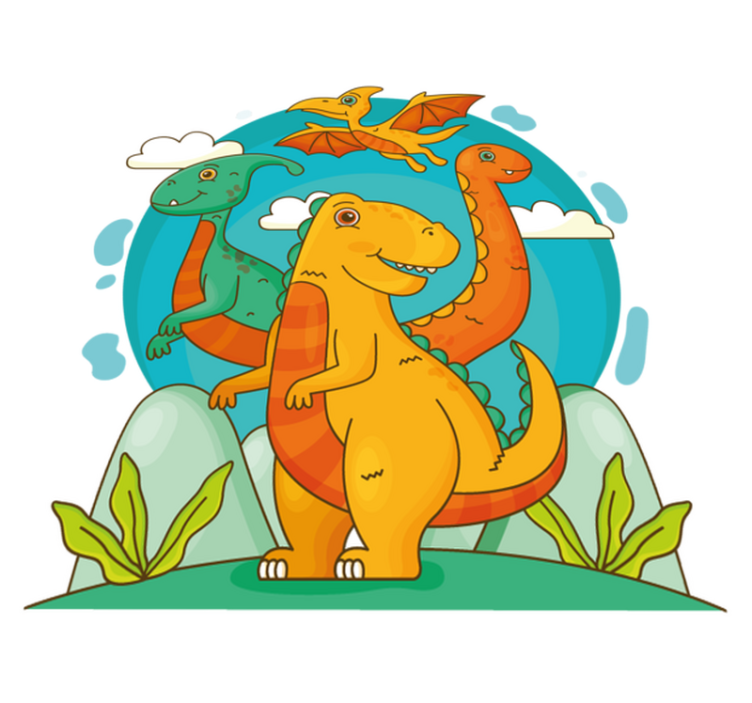 Alfombra vinílica de animales dinosaurios en la selva - TenVinilo