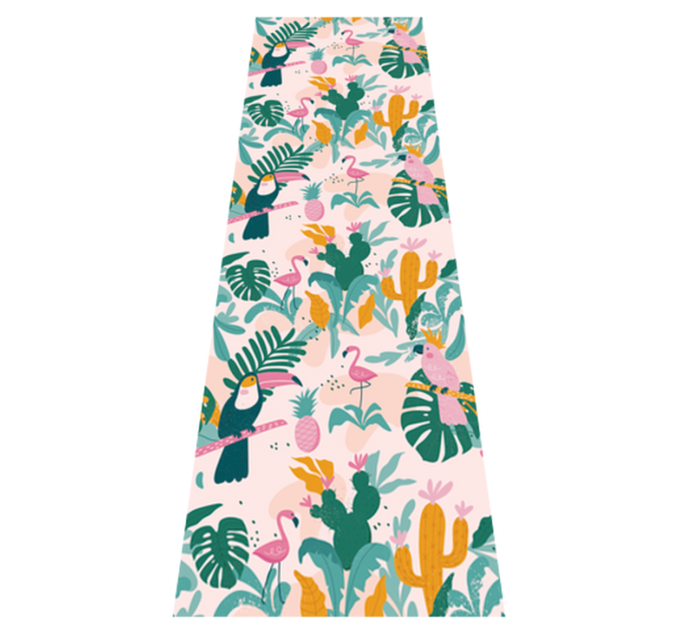 Alfombra vinílica de animales aves verdes y hojas - TenVinilo