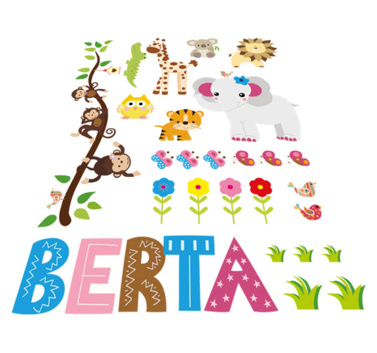 Alfombra vinílica de animales Árbol de la selva con nombre - TenVinilo