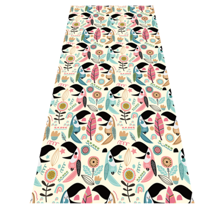 Alfombra vinílica de animales hojas pastel nórdicas - TenVinilo