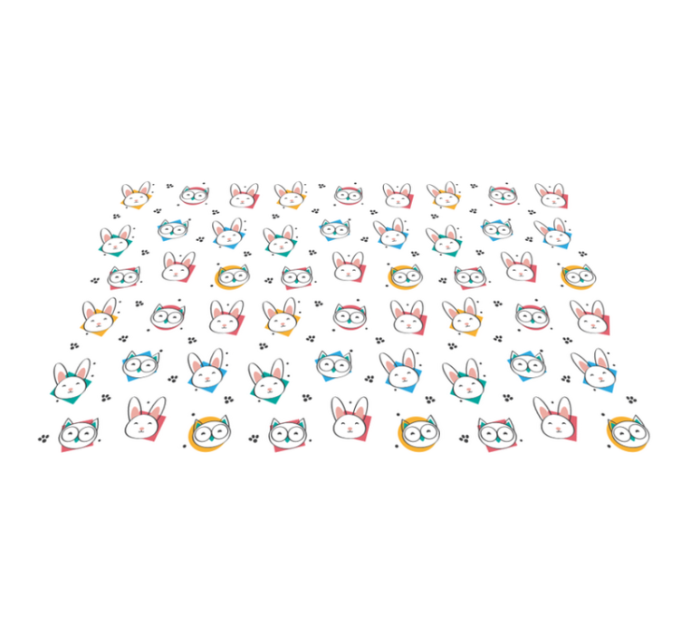 Alfombra vinílica de animales patrón búho y conejo - TenVinilo