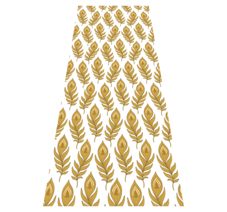 Alfombra vinílica de animales pavo azul con flores doradas - TenVinilo