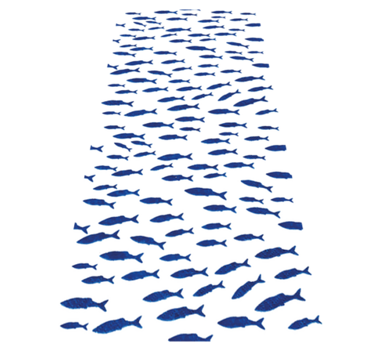 Alfombra vinílica de animales con patrón de peces azules - TenVinilo